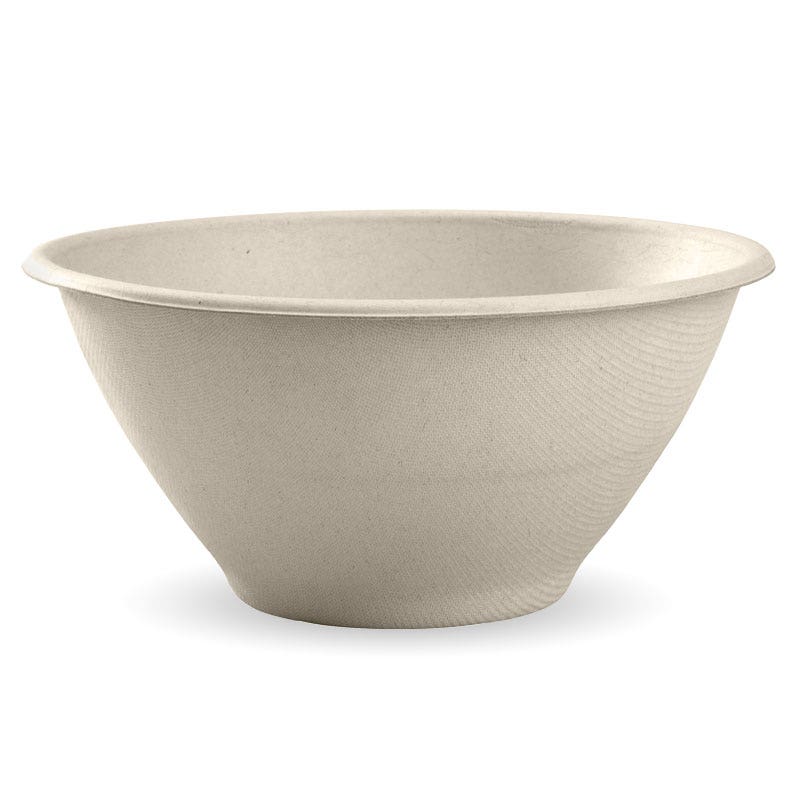 A plain, beige, 48oz BioBowl with a wide rim and a smooth, slightly textured surface, photographed on a white background.