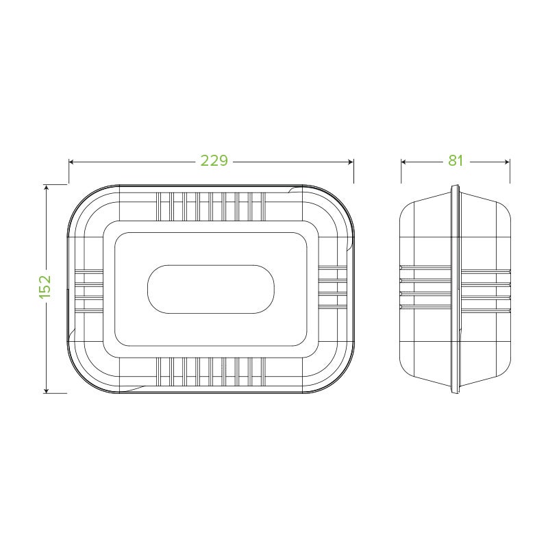 23x15x8cm / 9x6x3in White Plant Fibre Clamshell