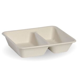 2-Compartment Natural Plant Fibre Takeaway Base