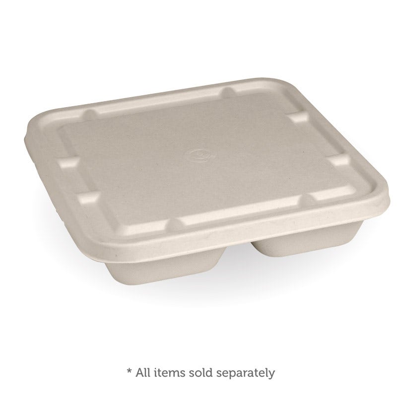 3-Compartment Large Natural Plant Fibre Takeaway Lid - Image 3