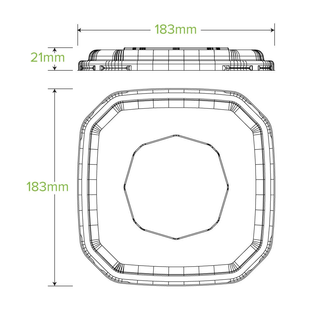 500 & 750ml Clear RPET Octa Takeaway Lid