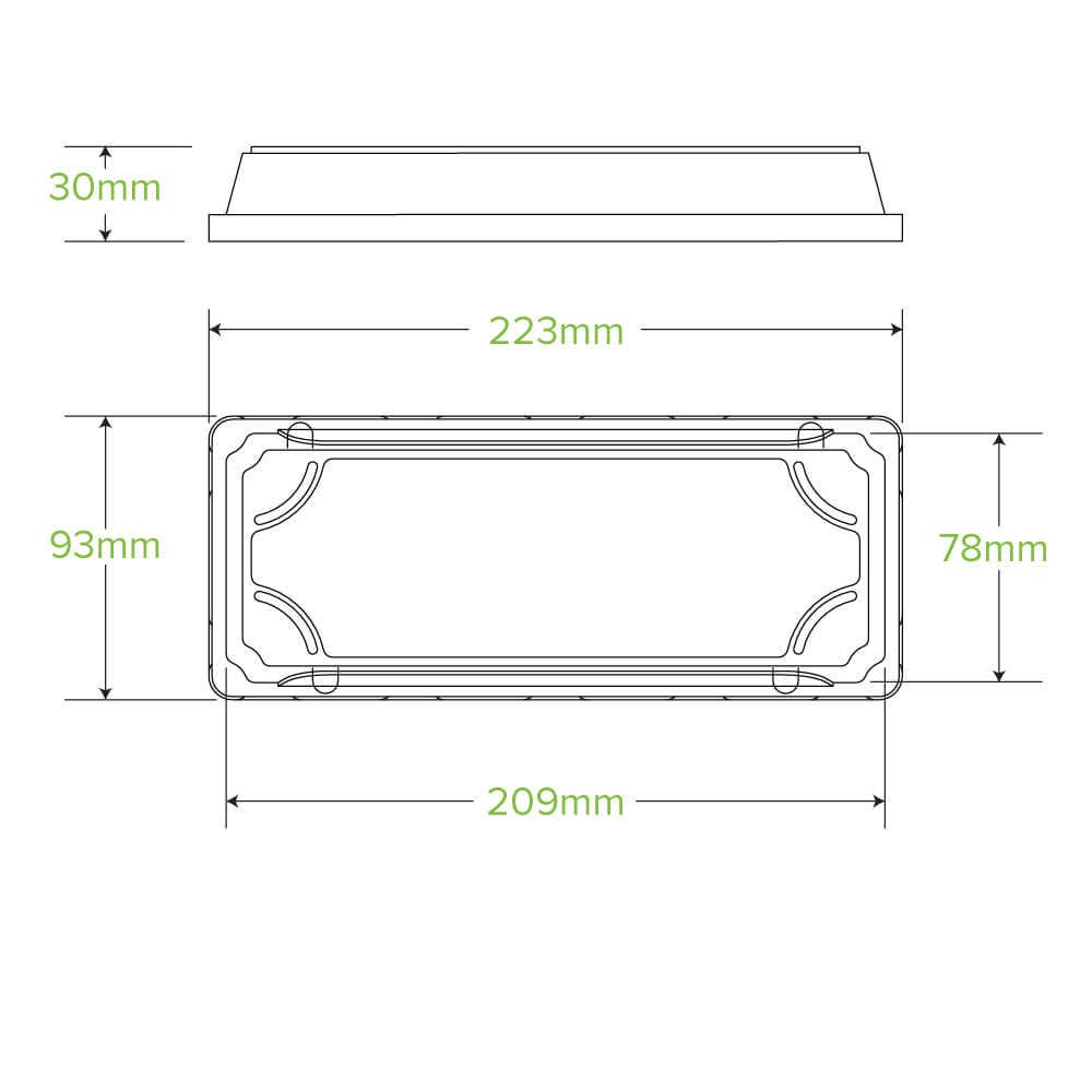 Long Plant Fibre Sushi Tray PET Lid