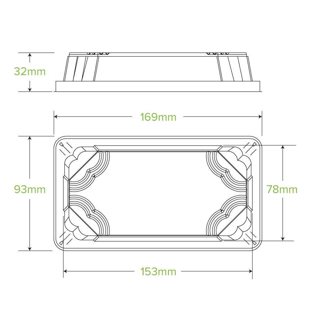 Small Plant Fibre Sushi Tray PET Lid