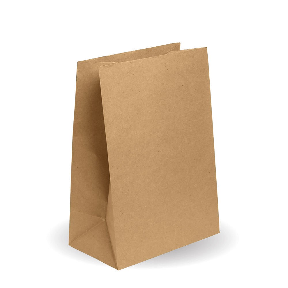An SOS Kraft Paper Bag stands upright on a white background, its plain brown surface simple and unadorned.