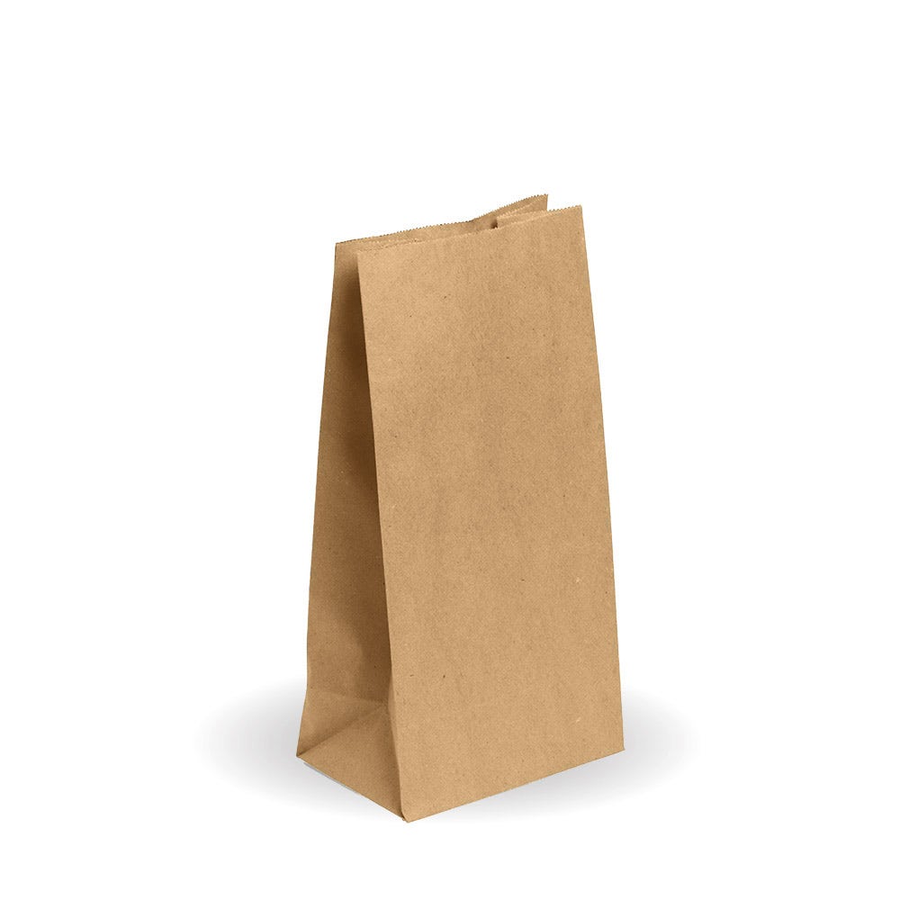 A plain, upright SOS Kraft Paper Bag stands on a white background.