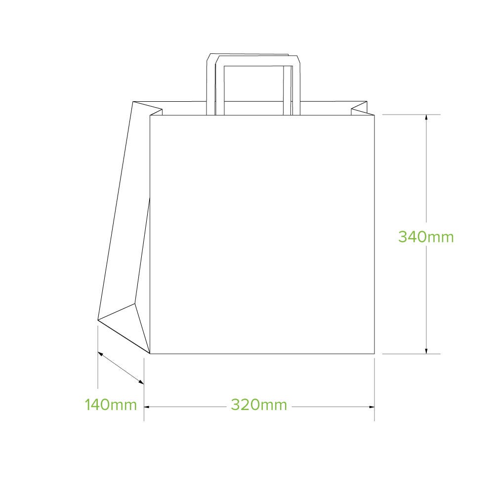 320x140x340mm Medium Flat Handle Kraft Paper Bags