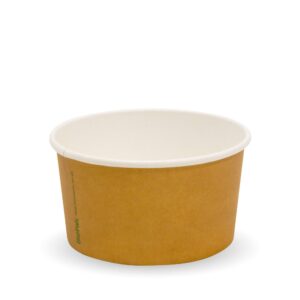 A plain brown Ice Cream BioCup, 5oz (150ml), with a white interior, photographed against a white background.