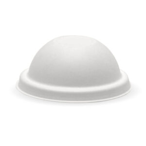 A plain, white, dome-shaped Ice Cream BioCup Lid made from plant fibre, designed for 240ml cups and shown against a white background.
