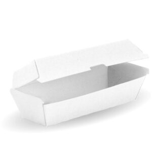 A plain, white, rectangular Large Snack Box with a hinged lid partially open, photographed on a white background.