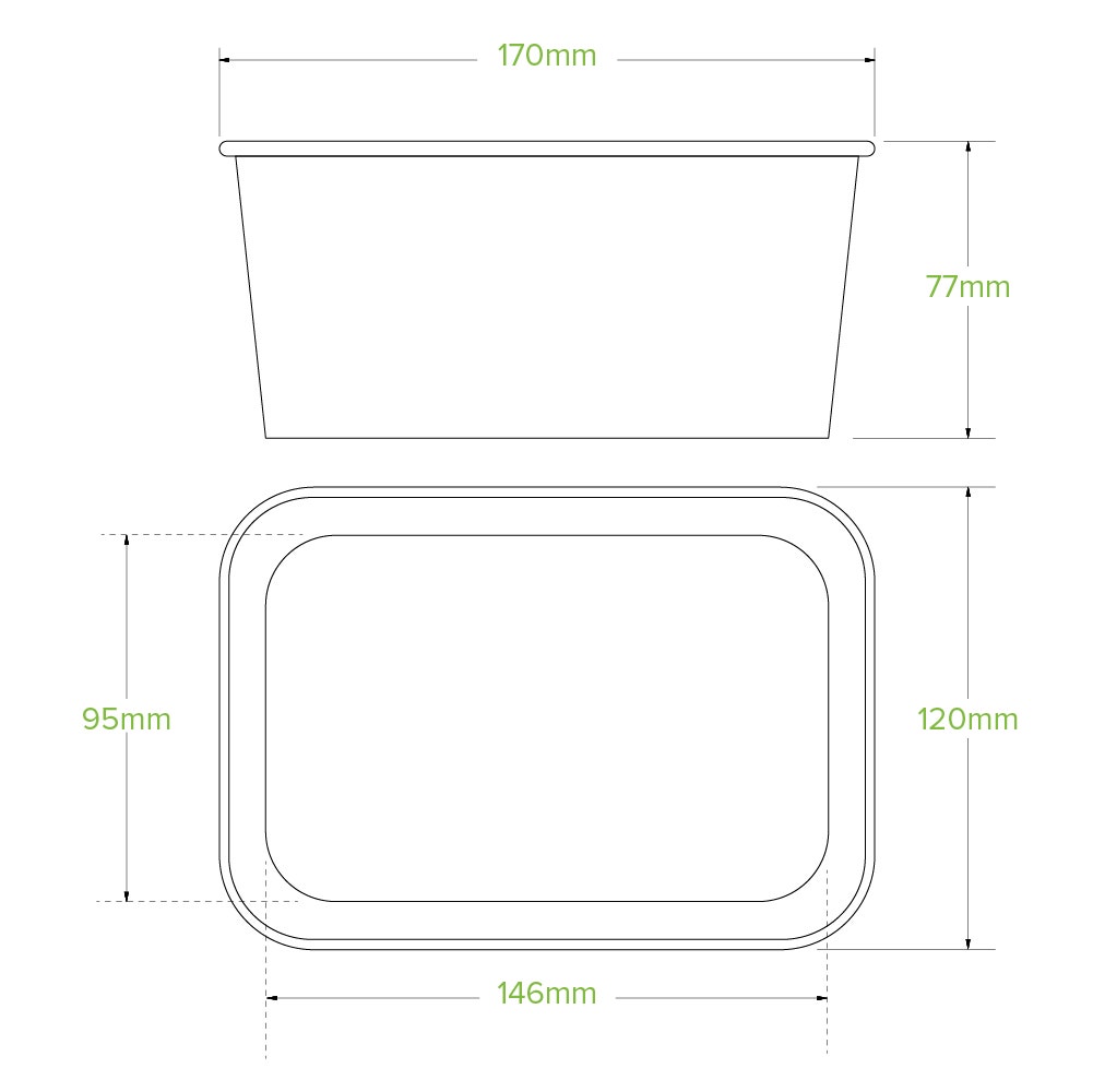 1,000ml Kraft BioBoard Takeaway Base