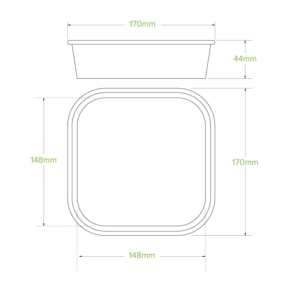 750ml Kraft BioBoard Square Takeaway Base
