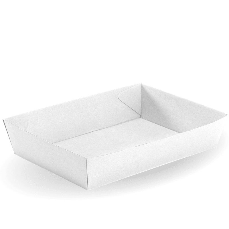 A plain, rectangular Bioboard White Tray (Tray #5) on a white background.