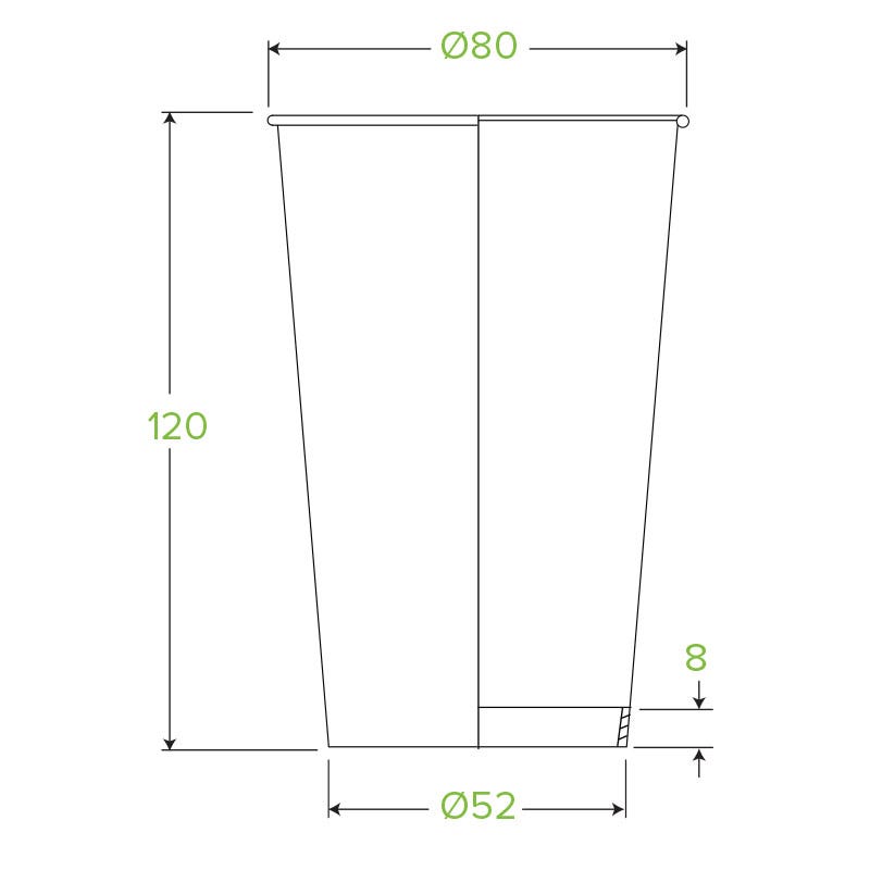 350ml / 12oz (80mm) White Single Wall BioCup - SA Compliant