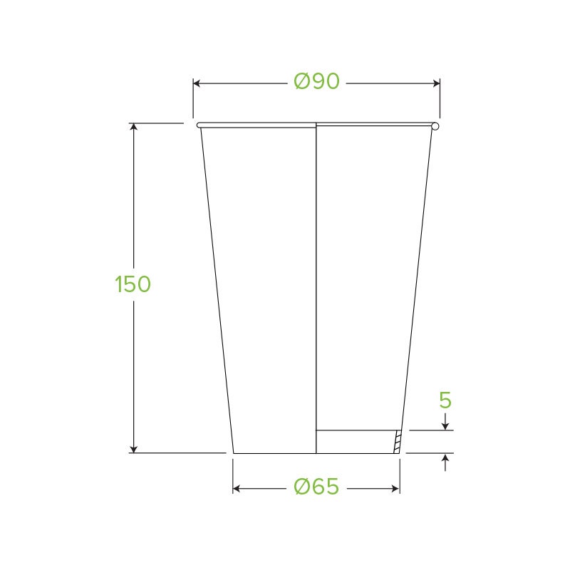 595ml / 20oz (90mm) Leaf Single Wall BioCup