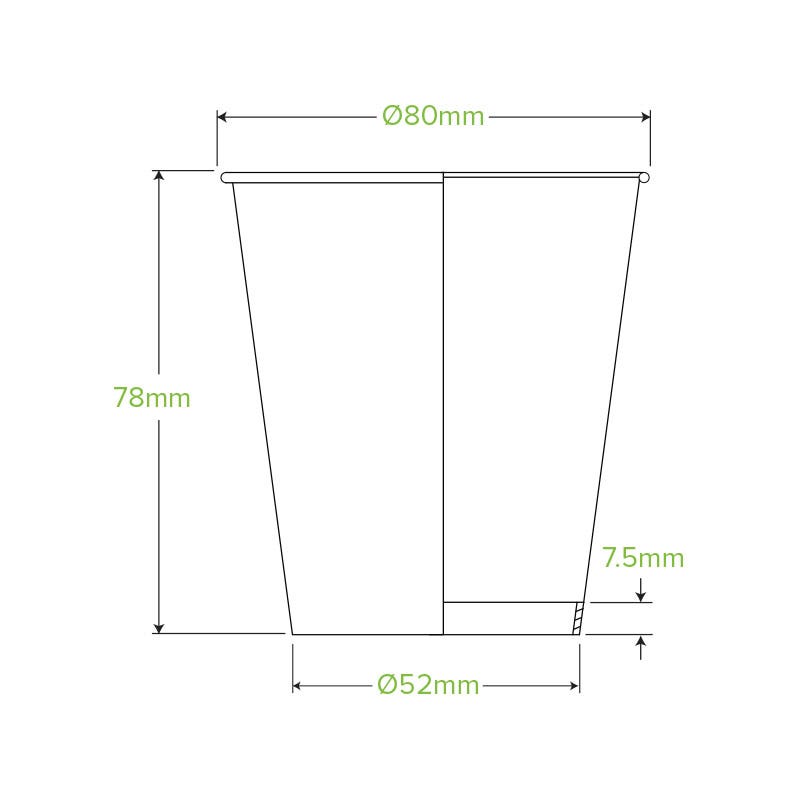 230ml / 6oz (80mm) Kraft Green Stripe Single Wall BioCup