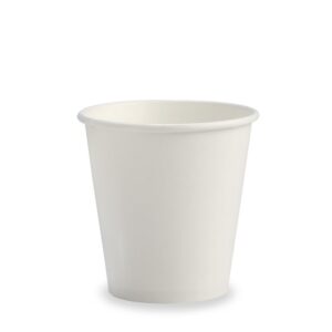 A plain white 6oz BioCup disposable paper cup is shown against a white background.