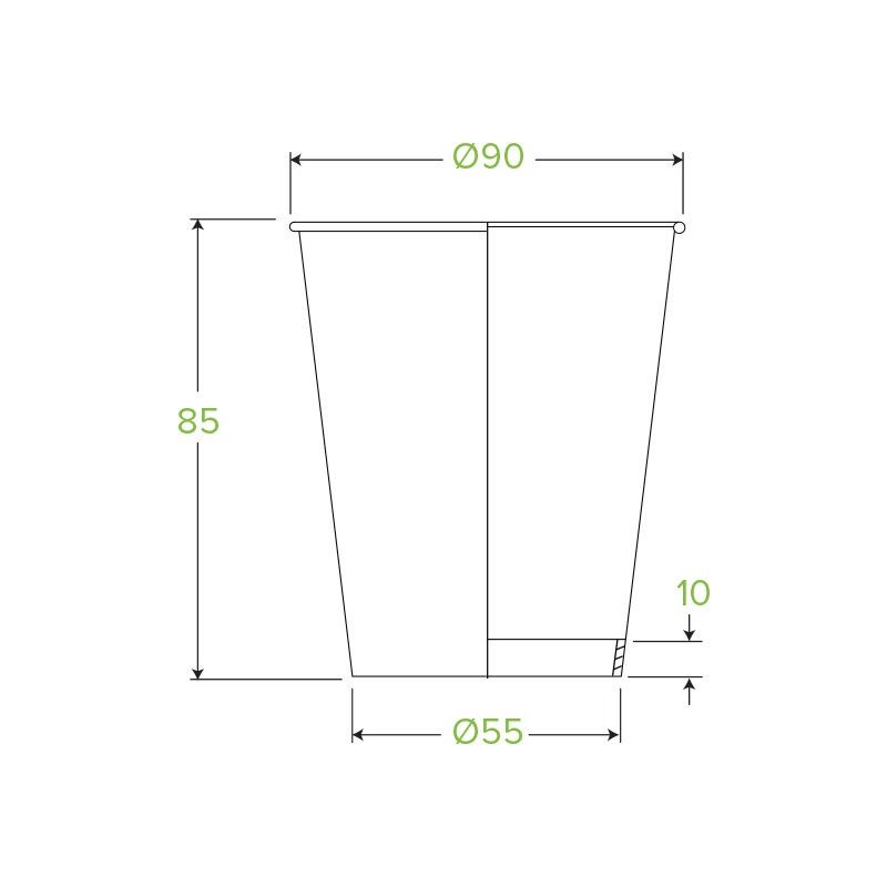 280ml / 8oz (90mm) White Single Wall BioCup