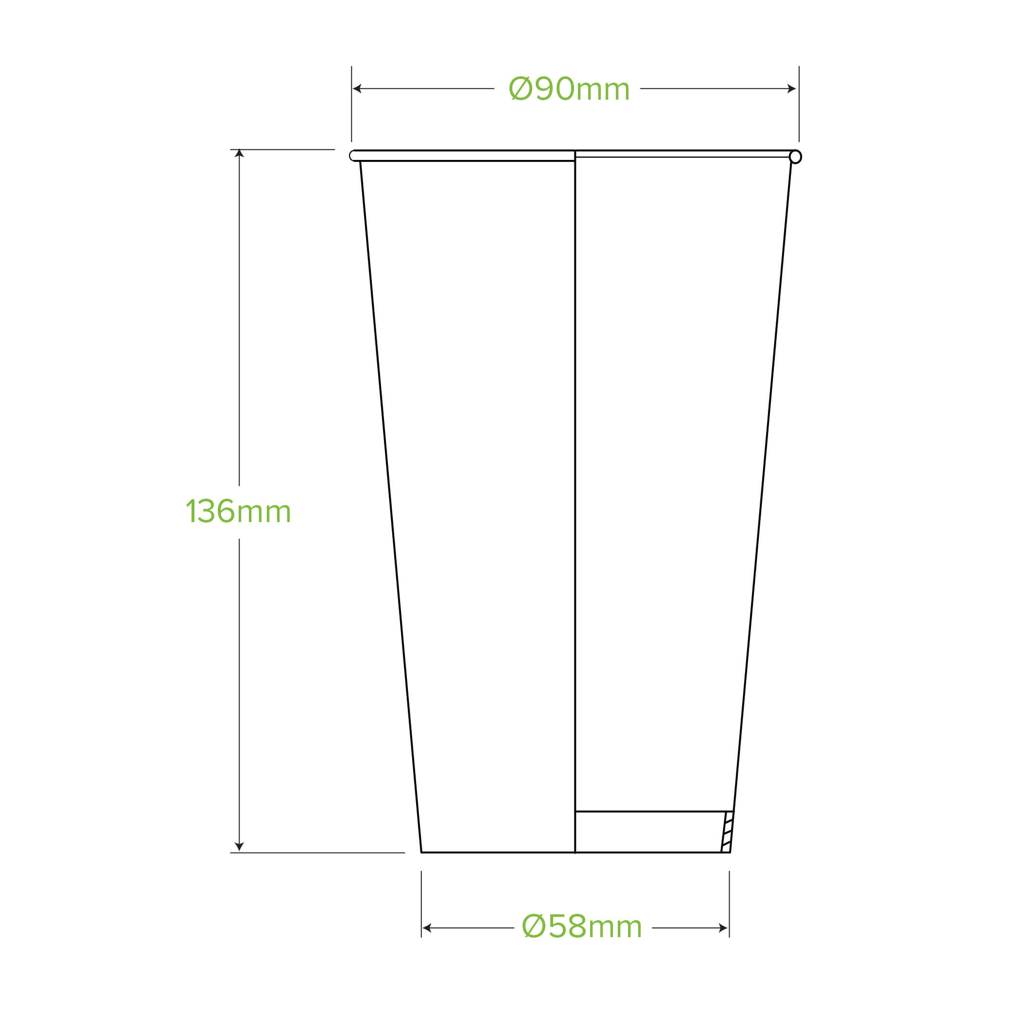 500ml / 16oz (90mm) White Cold Paper BioCup