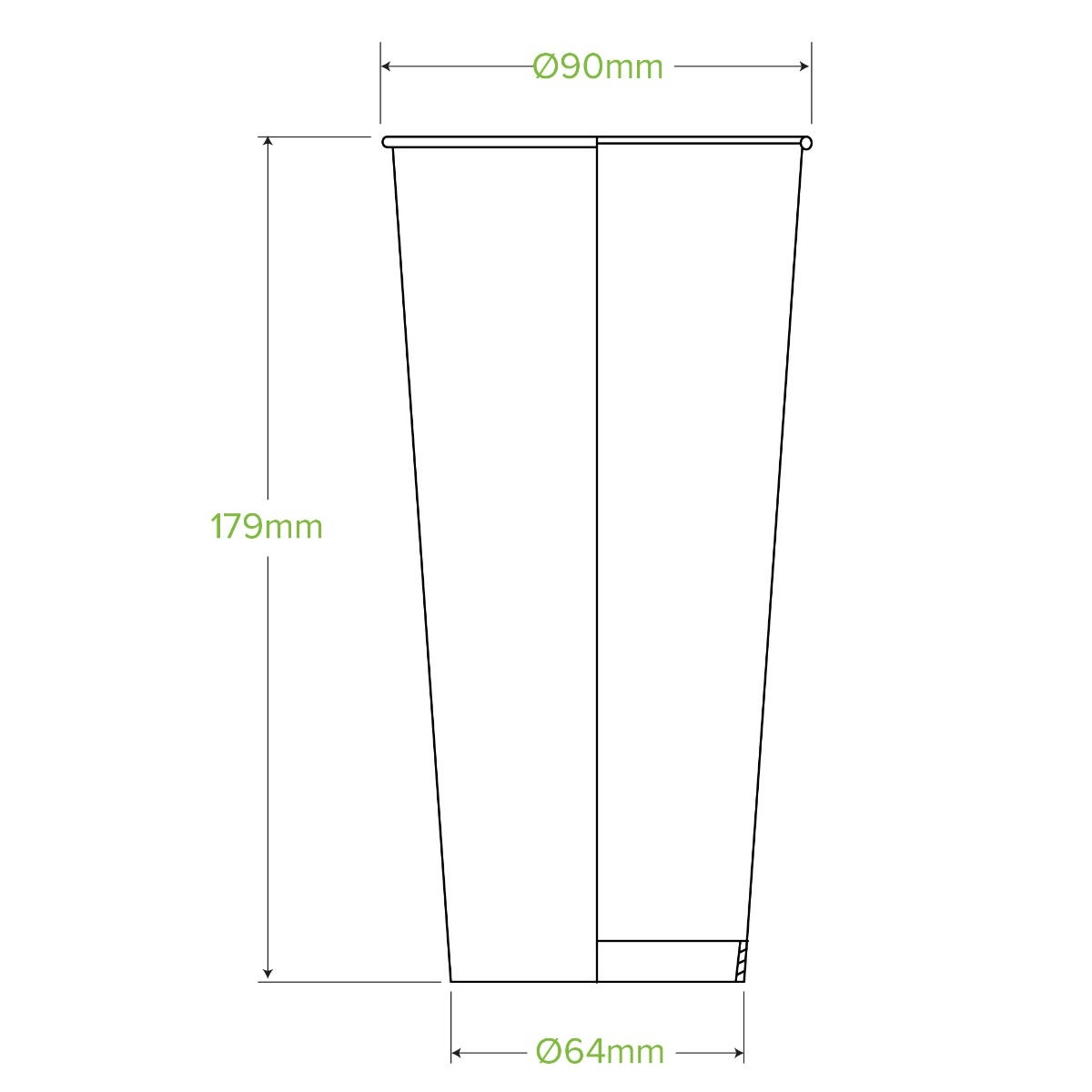 700ml / 24oz (90mm) Green Cold Paper BioCup