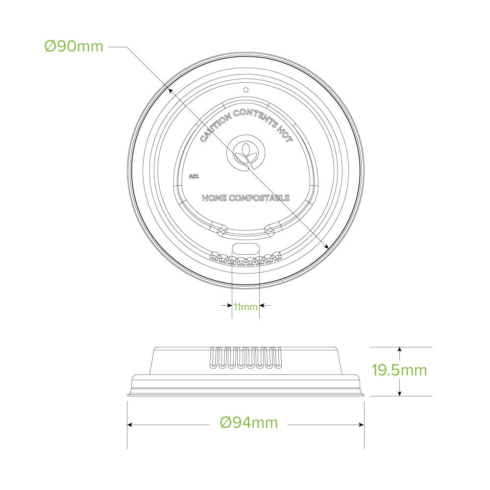 90mm Large Natural Plant Fibre BioCup Lid