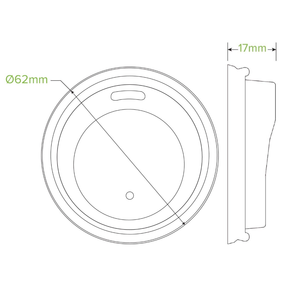 63mm / 4oz White PS Sipper BioCup Lid