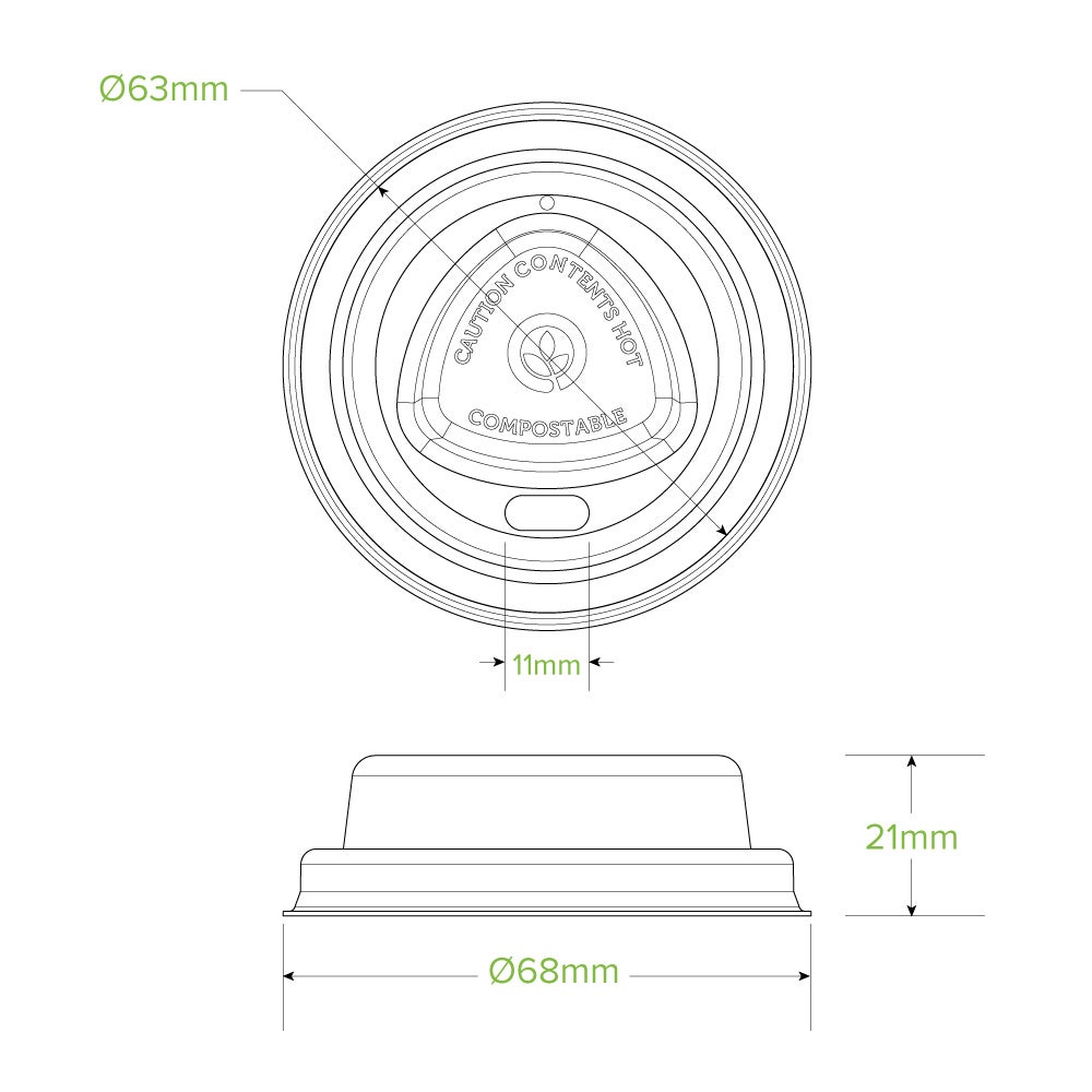 63mm / 4oz Natural Plant Fibre BioCup Lid
