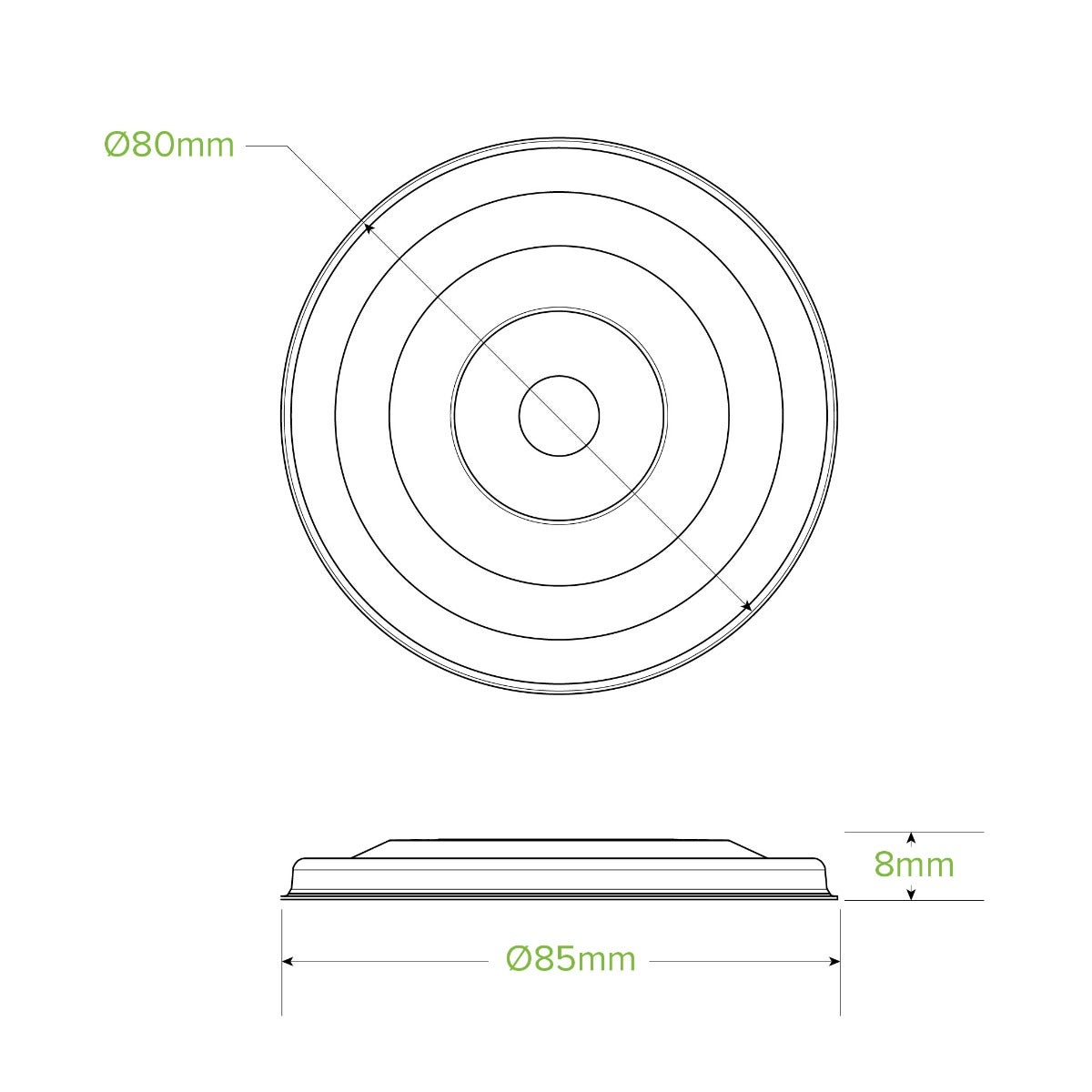 80mm Plant Fibre Flat Cold Paper BioCup Lid