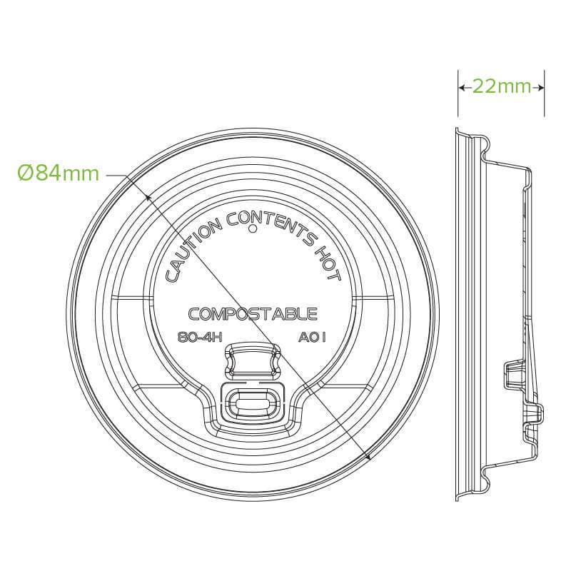 80mm Small White Reclosable Plant Fibre BioCup Lid - Image 3