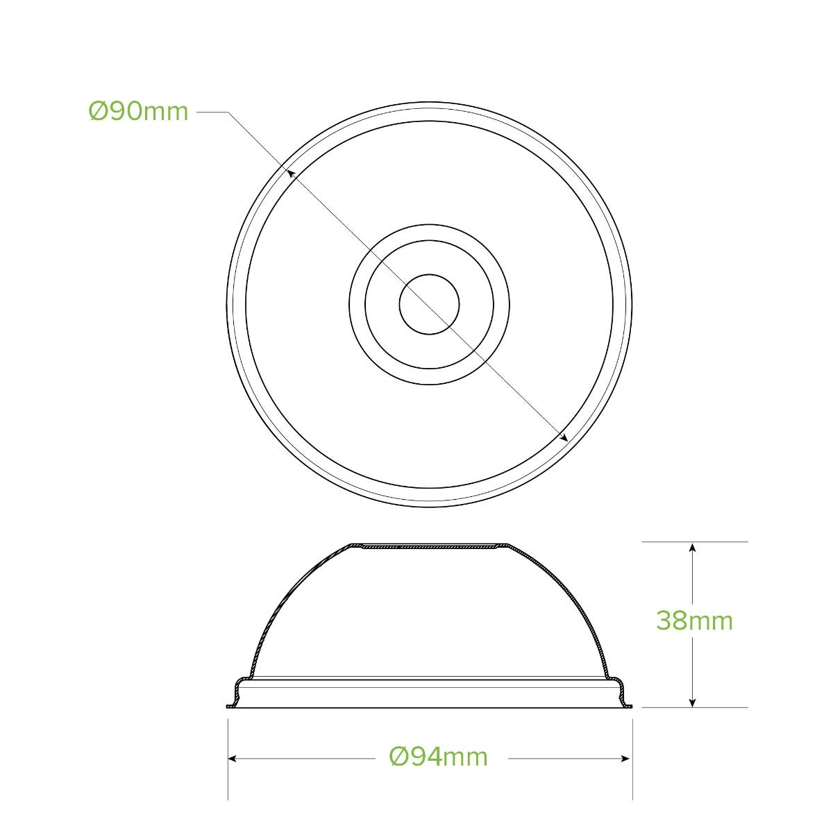 90mm Plant Fibre Dome Cold Paper BioCup Lid