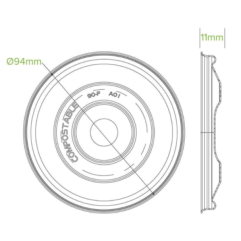 250ml / 8oz Plant Fibre Flat BioBowl Lid