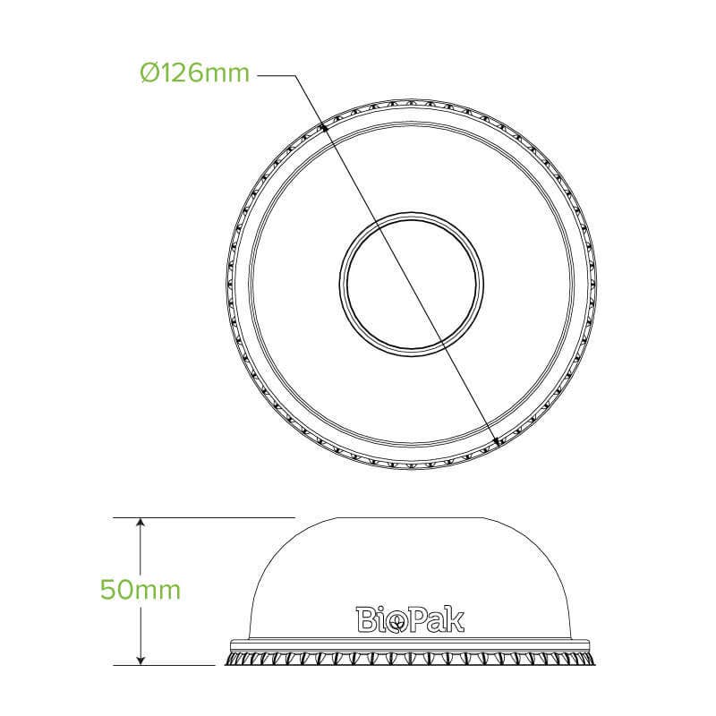 240-960ml Clear BioBowl Dome Lid