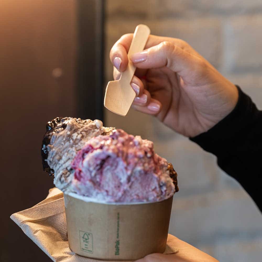 10cm Wood Ice Cream Spoon - Image 3