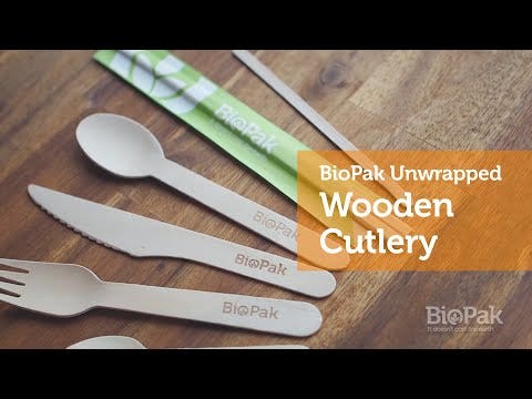 16cm FSC™ Wood Fork, Knife, Spoon & Napkin Sets - Image 6