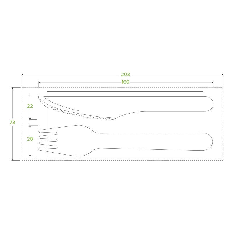 16cm Coated Wood Knife, Fork & Napkin Set
