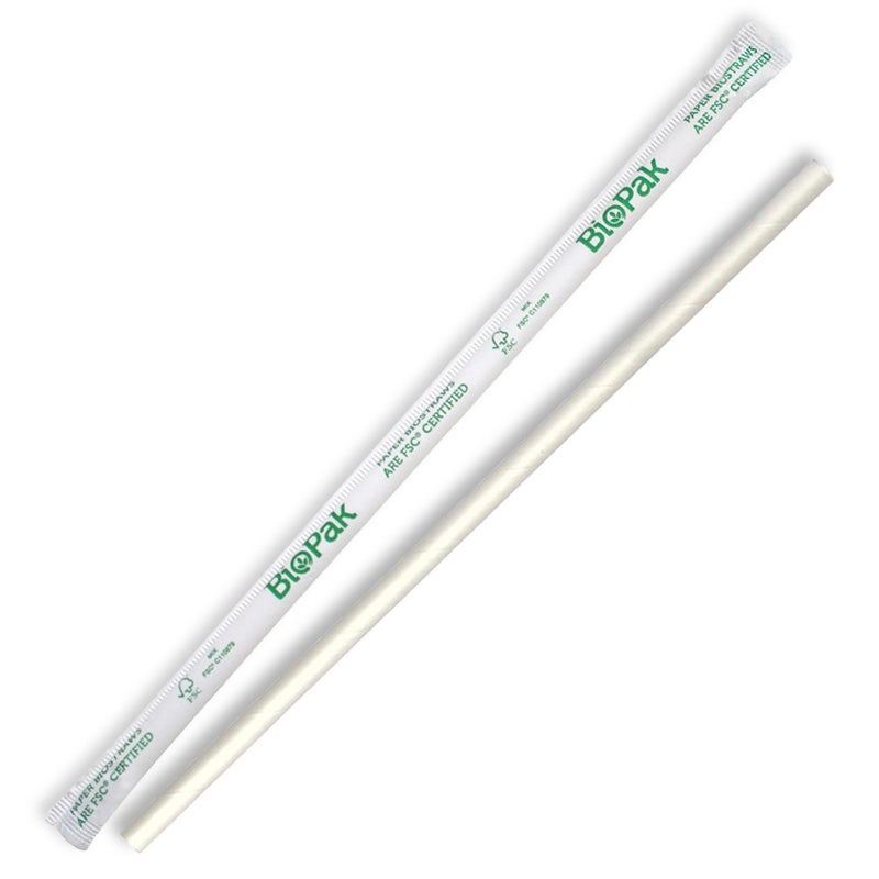 6mm Individually Wrapped Regular White BioStraws