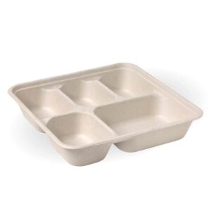 5-Compartment Large Natural Plant Fibre Takeaway Base