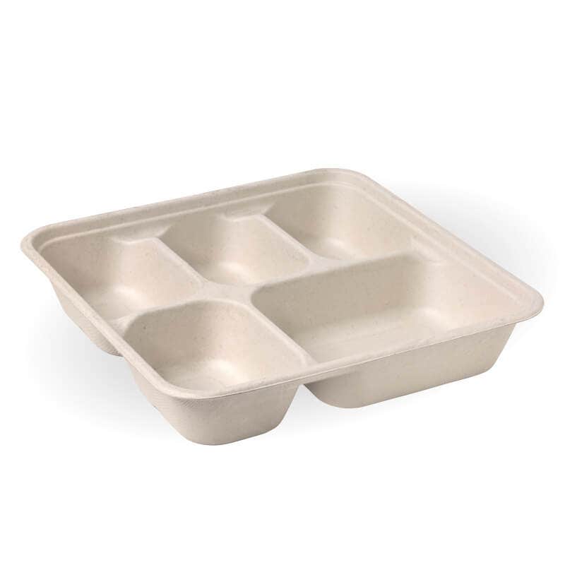 5-Compartment Large Natural Plant Fibre Takeaway Base