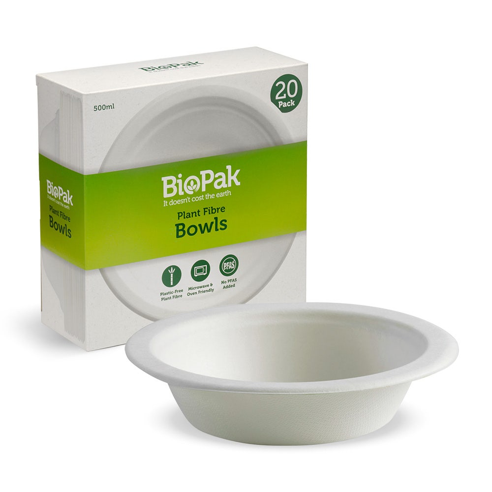 20 Pack - 500ml White BioBowl