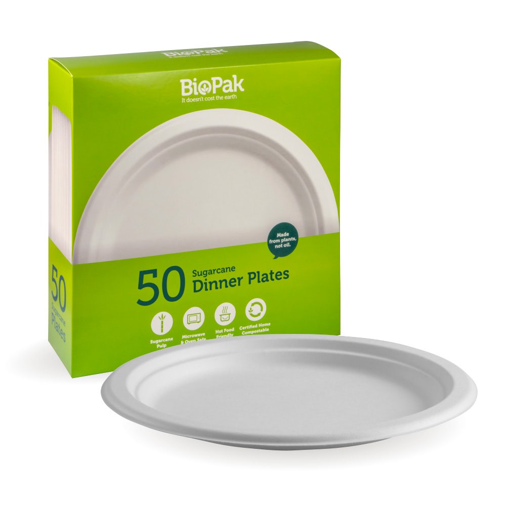 50 Pack – 25cm / 10" White BioPlates