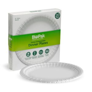 20 Pack – 23cm / 9″ White BioPlates