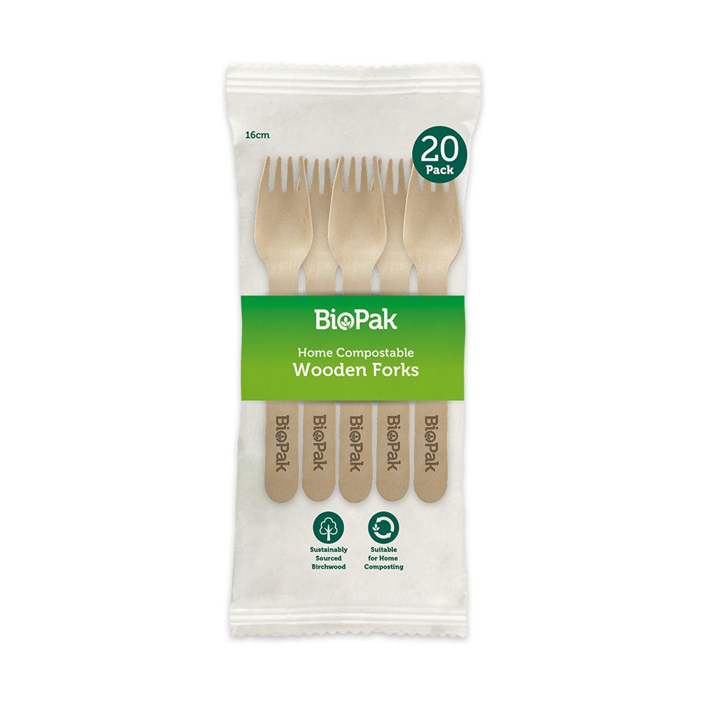 20 Pack - 16cm Wooden Fork In Paper Sleeves - Image 4